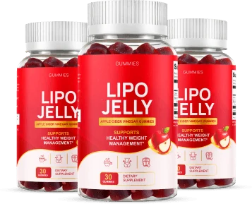 LipoJelly apple cider vinegar gummies three-bottle package
